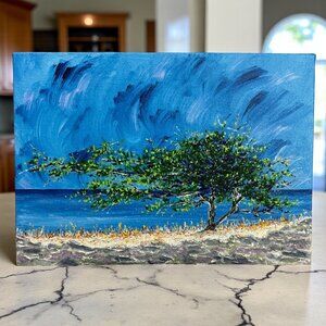 Storm Rolling In Original Acrylic Seascape Painting 5" x 7" Unframed